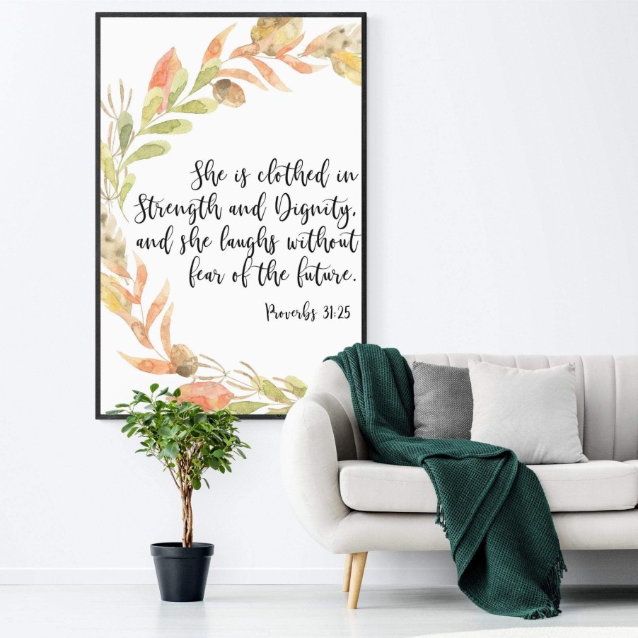 Christian Wall Decor Living Words | She Is Clothed