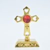 Catholic Statues Living Words | Car Cross Centre Stone-Gold&Red