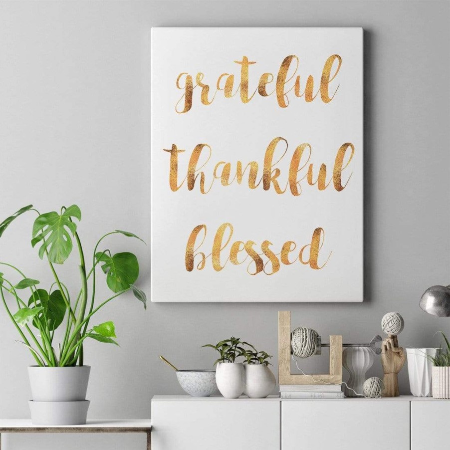 Christian Wall Decor Living Words | Grateful Thankful Blessed